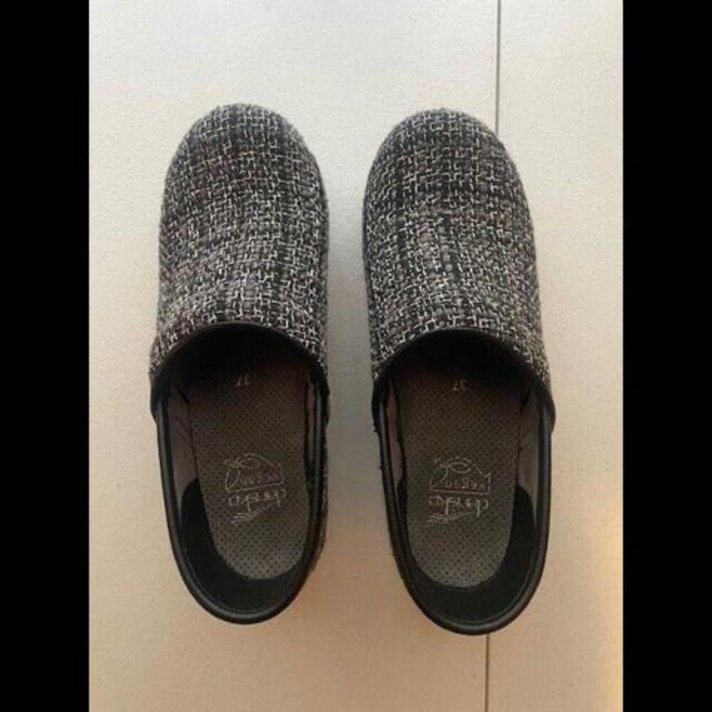 Women's Danskos Vegan Gray, Black and White Stitched Size 37
